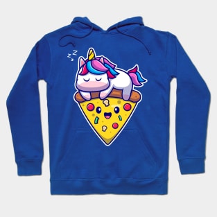 Cute Unicorn Sleeping On Pizza Cartoon Hoodie